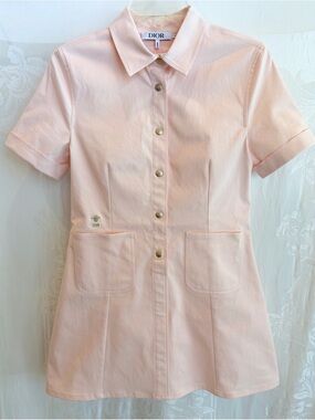 Authentic New CHRISTIAN DIOR Pink Bee Cotton Dress Girls 12 Currently $424